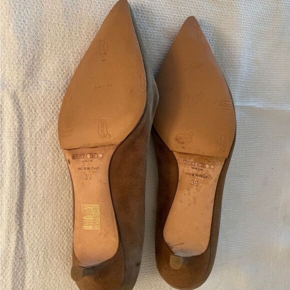 Jimmy Choo Brown Suede Heels with Pointed Toe - Picture 6 of 6